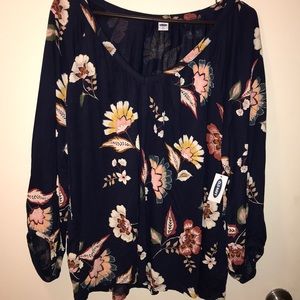 Old navy, navy flower blouse
